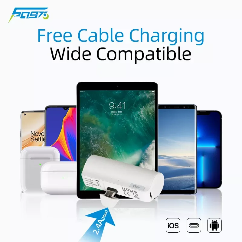 

NEW2023 Power Bank 3300mAh External Battery Wireless Charging For iPhone 13 Pocket Mini Power Bank mobile phone charger For Xiao
