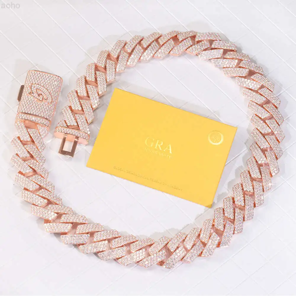 Изготовленная на заказ 26-миллиметровая тяжелая кубинская цепочка S925 из цельного