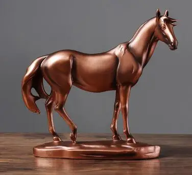 

Домашние животные, лошадь времен Европейской войны, бронзовая голова лошади, огненная лошадь, поделки из смолы, скульптура, украшения для го...