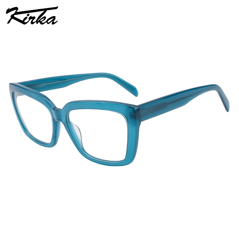 

Kirka Female Eyewear Acetate Oversized Rectangle Cat Eye Frame Optical Glasses Wide Temple Glasses in 4 Colors WD1391