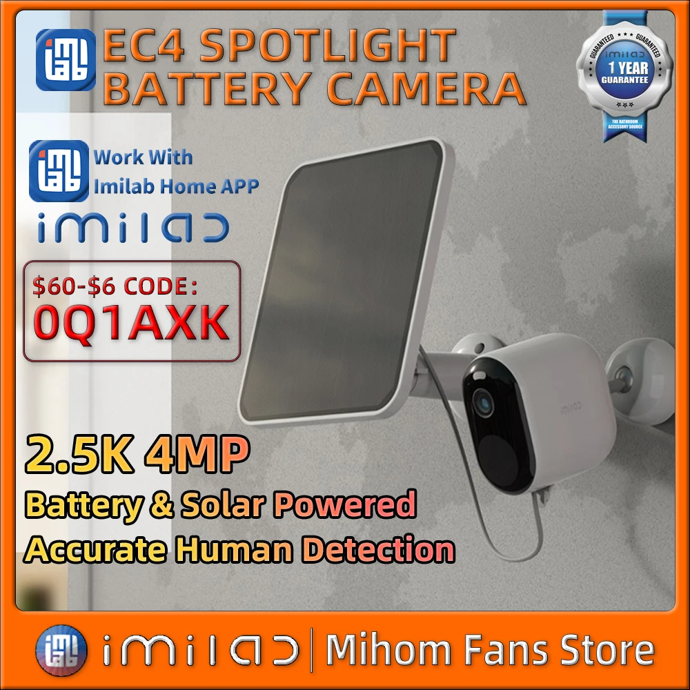 IMILAB EC4 Camera Solar Panel Outdoor Spotlight 4MP HD IP Video Surveillance Webcam Wireless WiFi Smart Home Security CCTV Cam