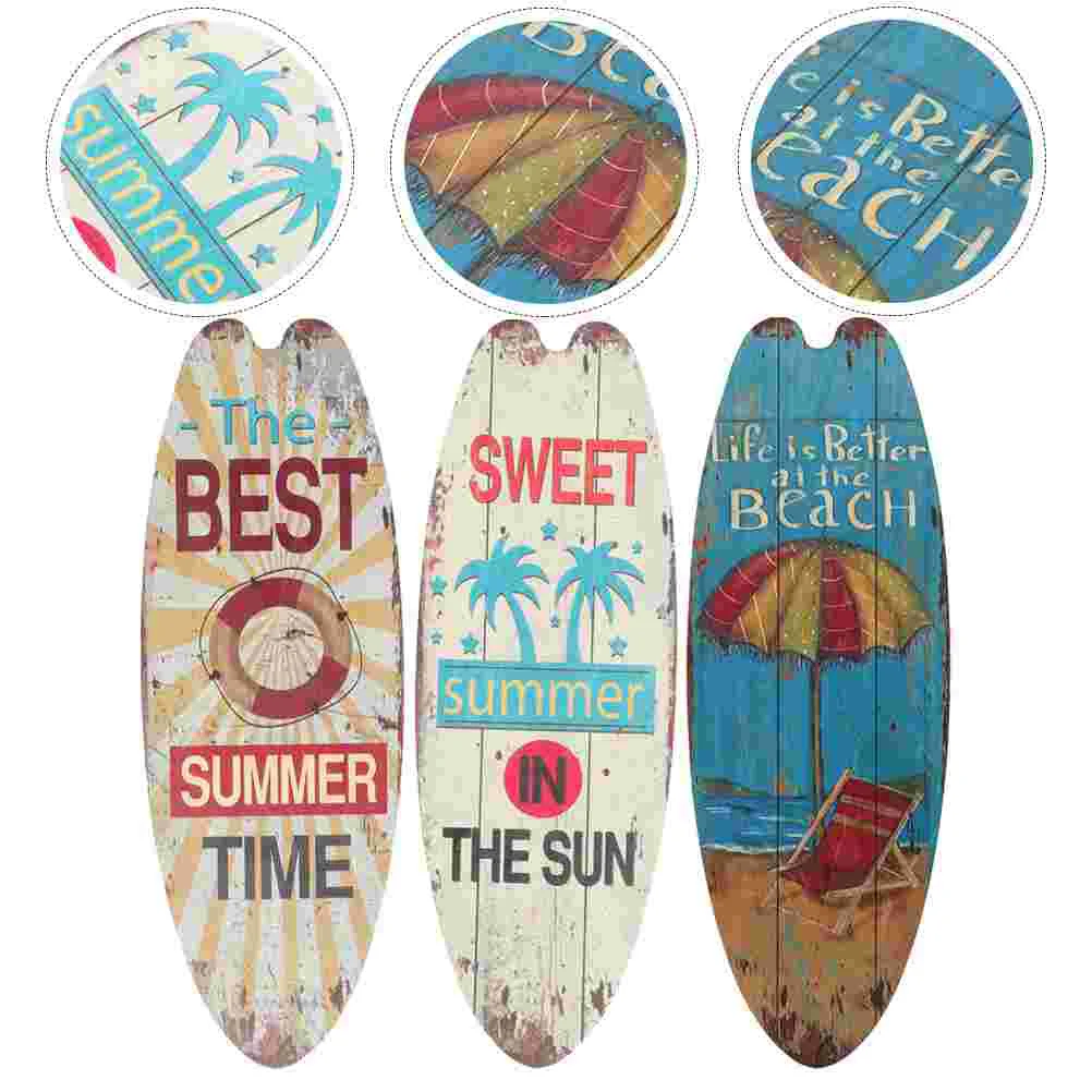 

Wall Surfboard Decor Sign Hanging Surf Summer Beach Plaque Decoration Wooden Boards Signs Decorating Board Welcome Decorations