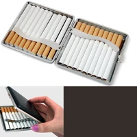 black pocket leather metal tobacco 20 cigarette smoke holder storage case box smoking accessories