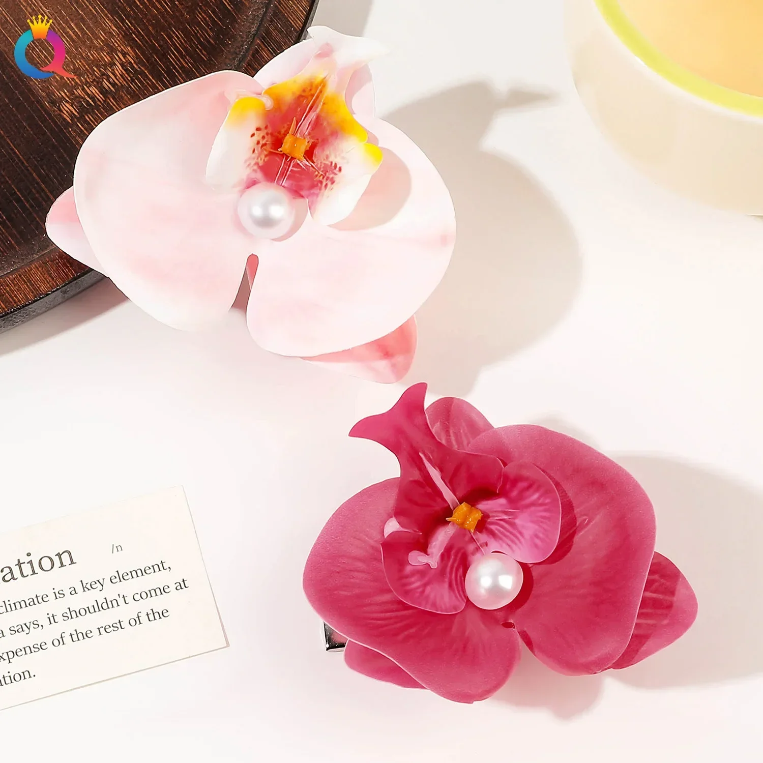 1 шт. заколка для волос с искусственным цветком 8 см