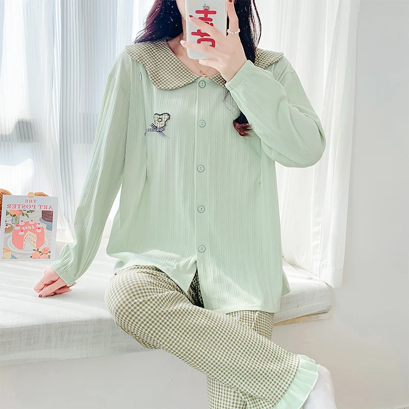 

6535 Cotton Maternity Nursing Sleepwear Sets Summer Pajamas Clothes for Pregnant Women Pregnancy Sleep Home Hospital Wear