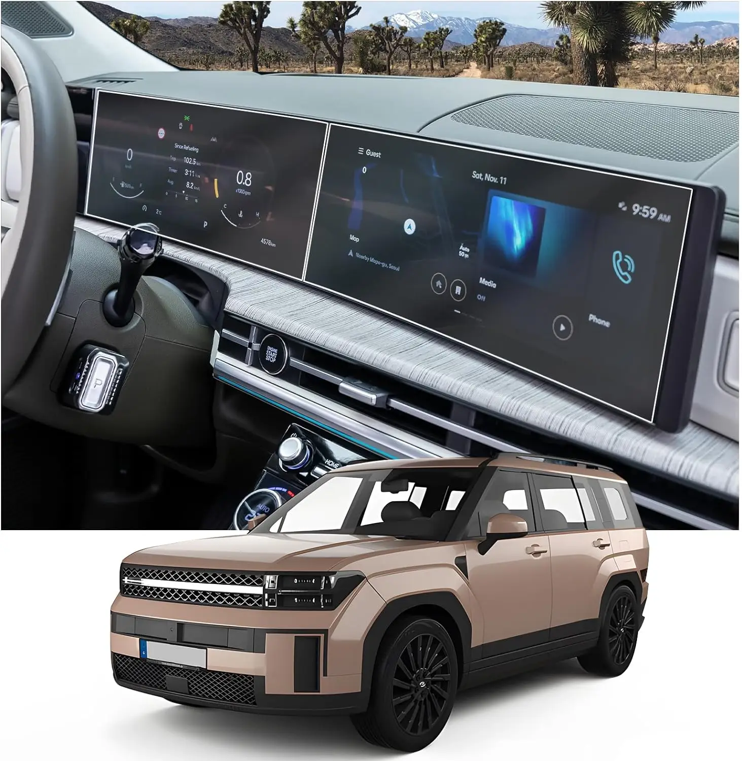 

Для Hyundai Santa Fe 2024, 12,3-дюймовый GPS-навигатор и приборная панель, закаленное стекло, защитная пленка для экрана