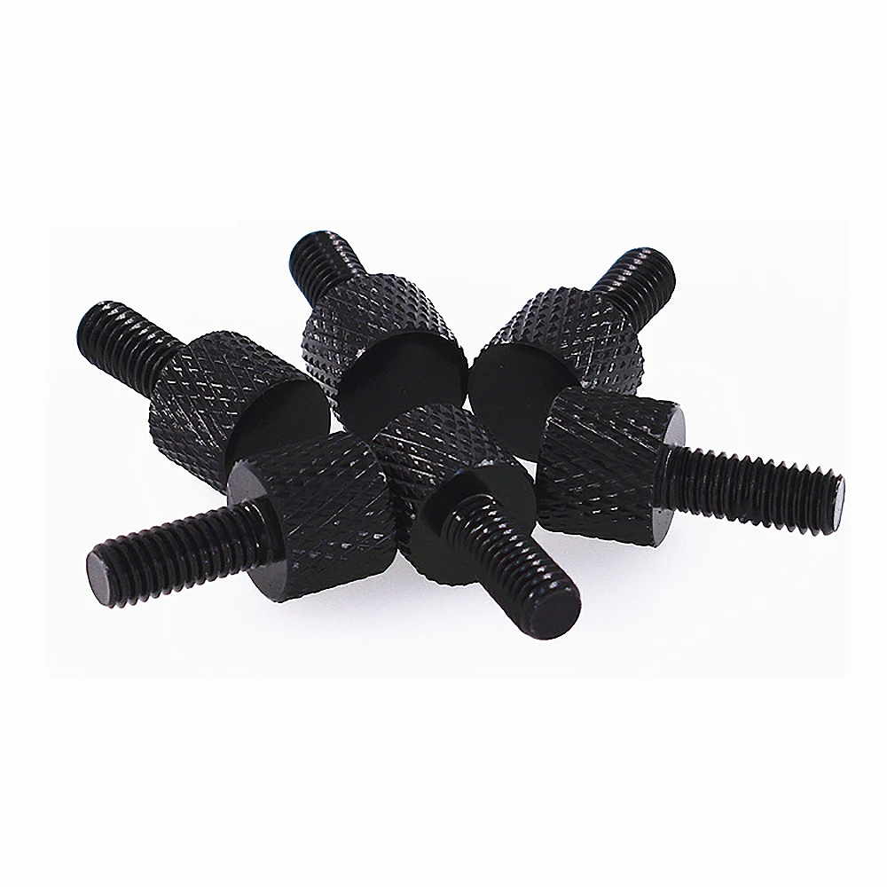 

M6*14mm Black Thumb Screws Aluminum Alloy Flat Head Knurled Hand Tighten Bolts Computer Case Round Screw