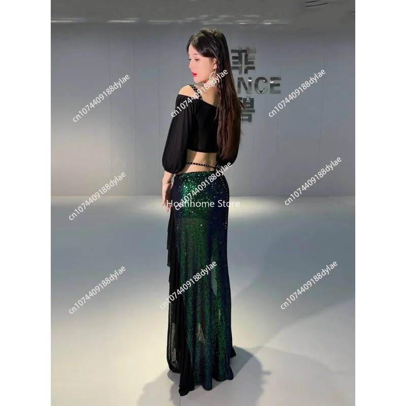 do tańca brzucha kostium syreny jesienno-zimowy siatkowy zestaw mundurków ćwiczeń