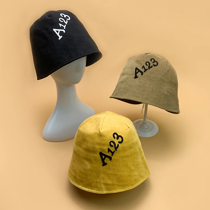 

New Embroidery Simple Number Men Women Bucket Hats Cotton Kpop Soft Comfortable Beach Streetwear Korea Casual Fisherman Caps