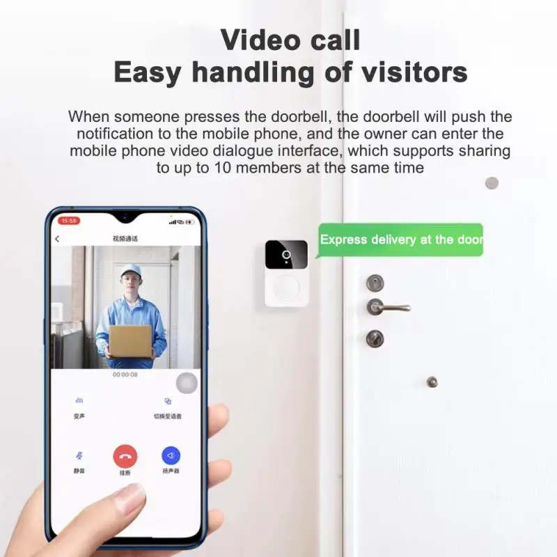 

Long Standby Visual Doorbell Infrared Night Vision For Home Monitor Door Phone Smart Home Door Bell High-definition Video