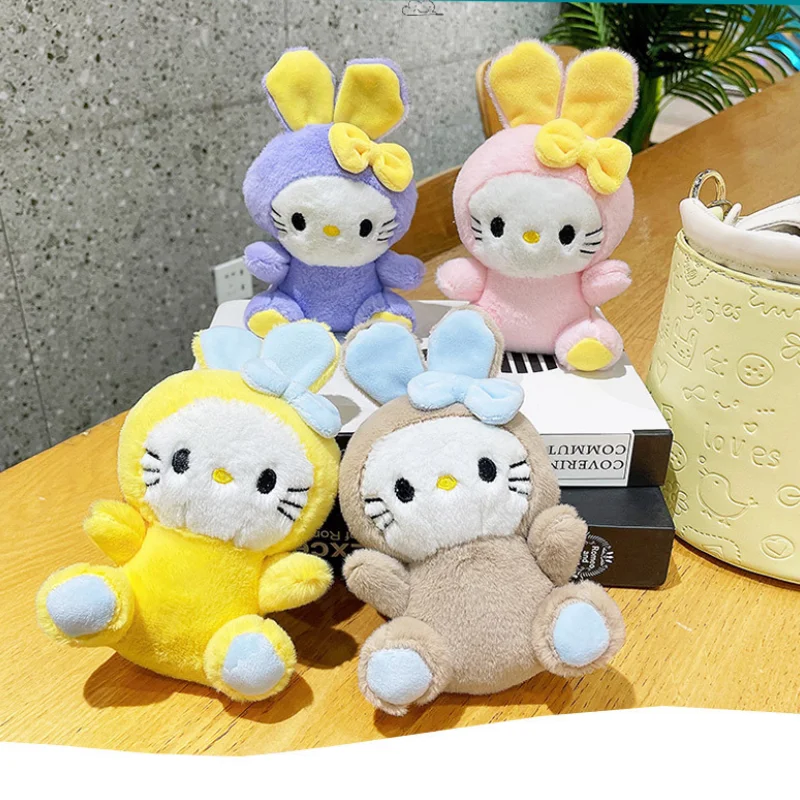 

Anime Sanrio Kawai KT Cat Plush Pendant Figure Doll Cute Toy Stuffed Plush Cartoon Schoolbag Pendant Doll Key Chain Plush Toy