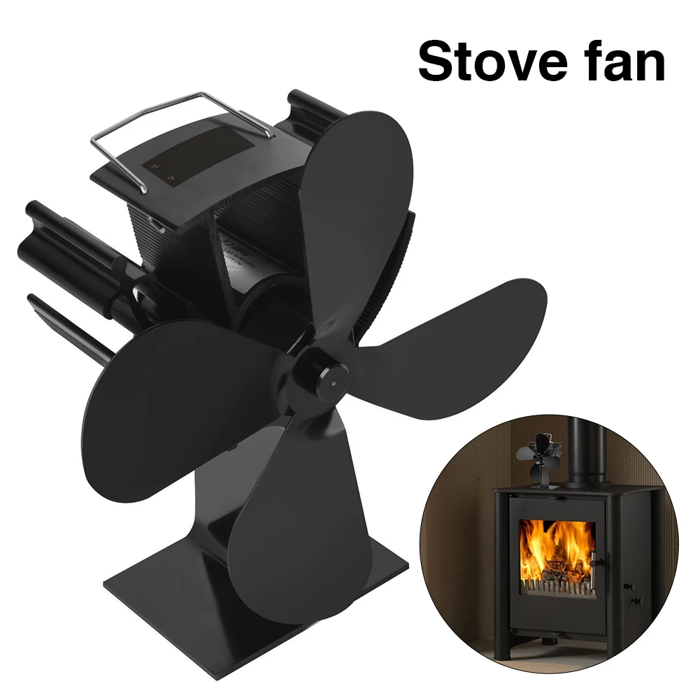 

Warm Accessories Winter Log Home Digital Display Heat Powered 4 Blades Wood Burner Stove Fan With Thermometer Fireplace Silent