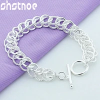 925 sterling silver round circle chain bracelet for women party engagement wedding birthday gift fashion charm jewelry