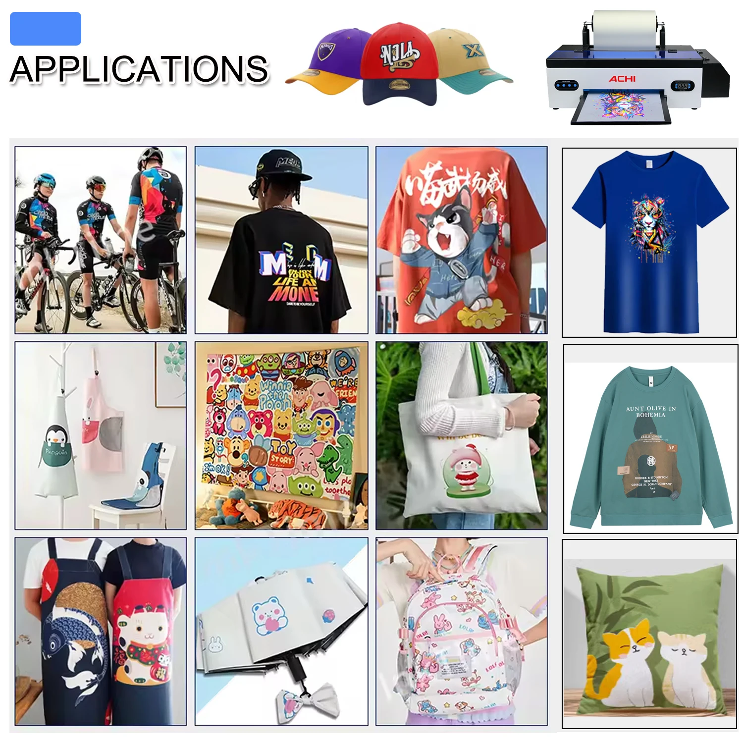 АКЦИЯ США A3 R1390 Принтер DTF Печатная машина для футболок Теплопередача печати на