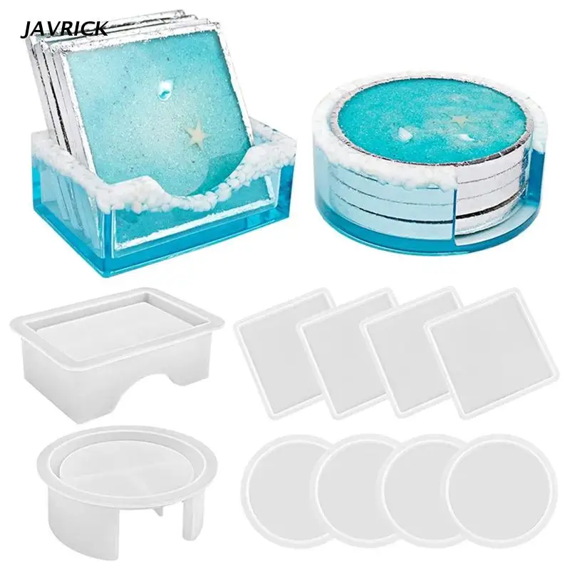 

Epoxy Resin Ornament Square Round Tea Coaster Combination Silicone Mould
