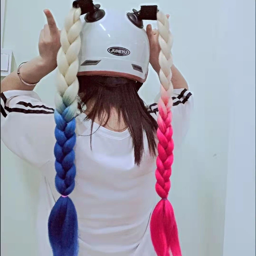 Косички для мотоциклетного шлема парик женщин разные цвета двойной косичка