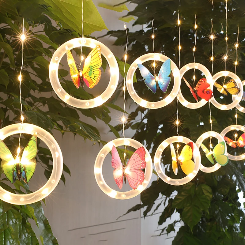 3M LED Butterfly Curtain Lights Christmas Garland String Fairy Lights for Holiday Wedding Party Patio Home Room Lights Decor