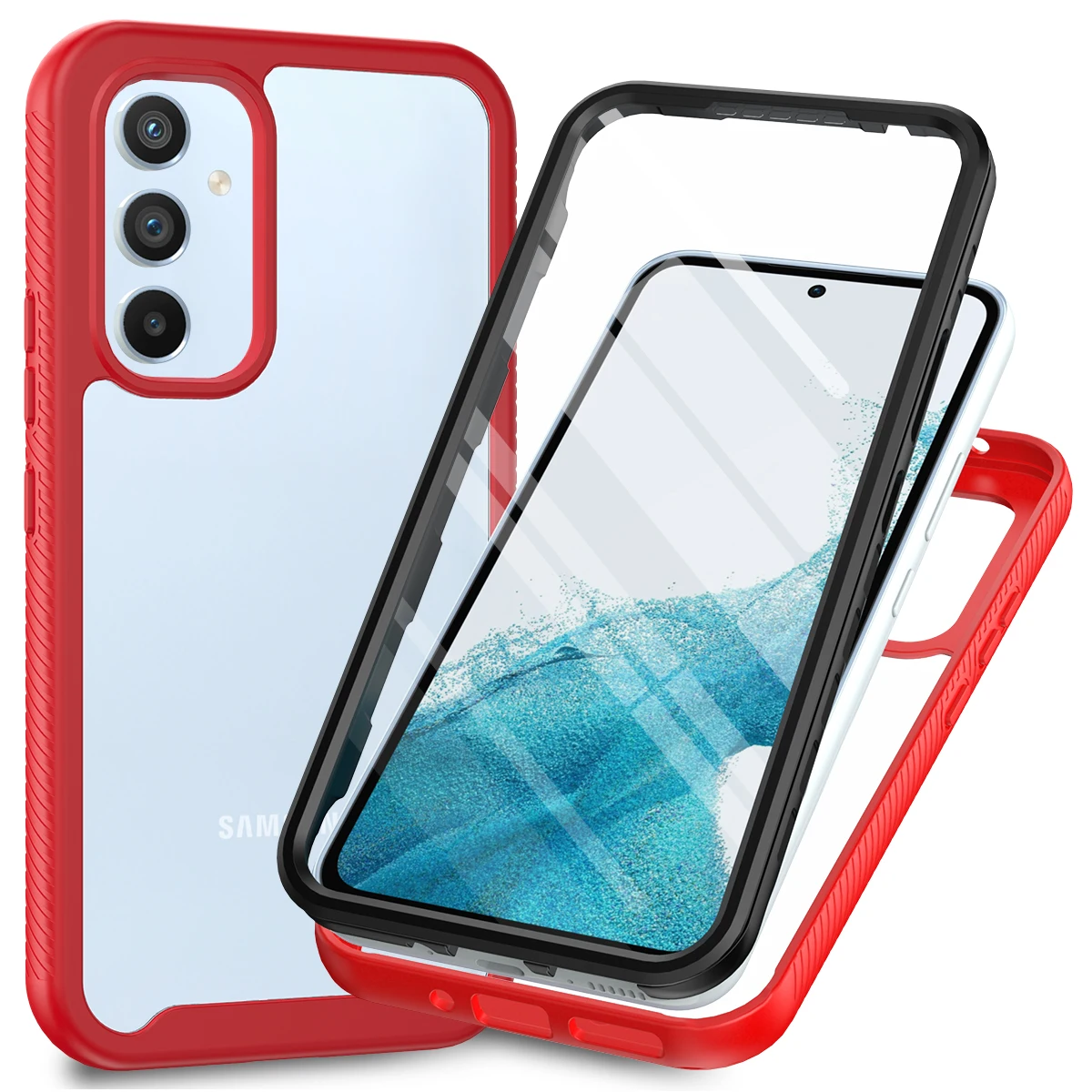 

Кристально прозрачный чехол-бампер для Samsung Galaxy A54 A34, фото с передней пленкой, ударопрочный всесторонний защитный жесткий чехол