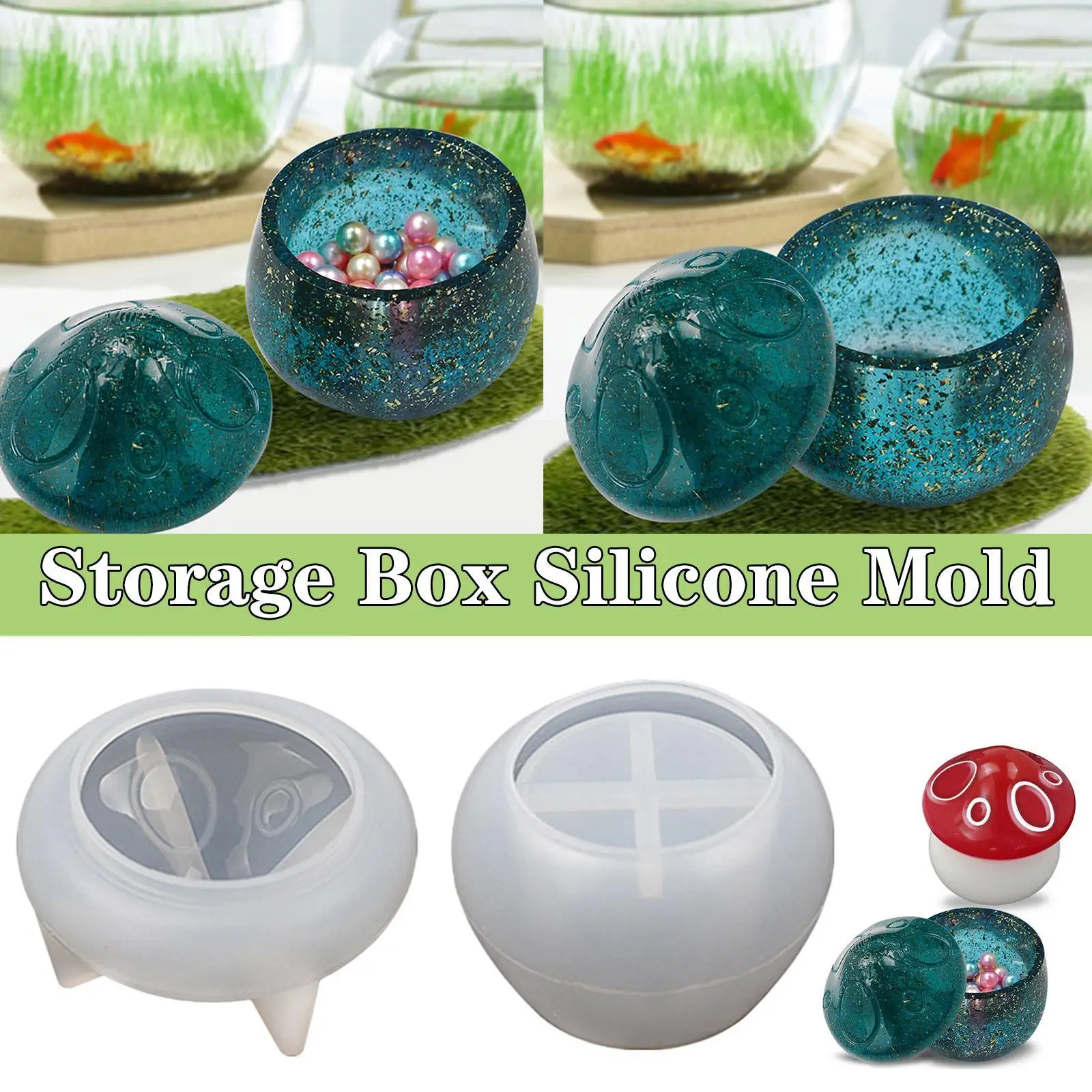 

Коробка для хранения «сделай сам» в виде грибов, прозрачная эпоксидная смола, шкатулка для украшений, зеркальная силиконовая форма, шкатулк...