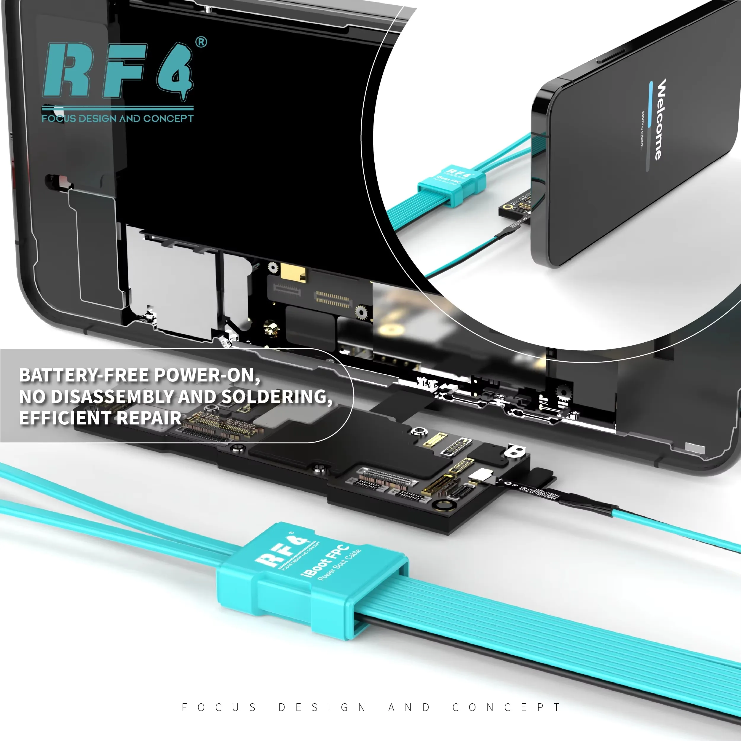 Фото Кабель для запуска без батареи RF4 iBoot FPC01 для iPhone серий 8-17, инструмент для тестирования тока питания и ремонта телефонов №5