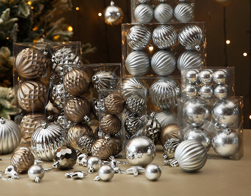 Серебряный глянцевый матовый елочный шар высокого класса