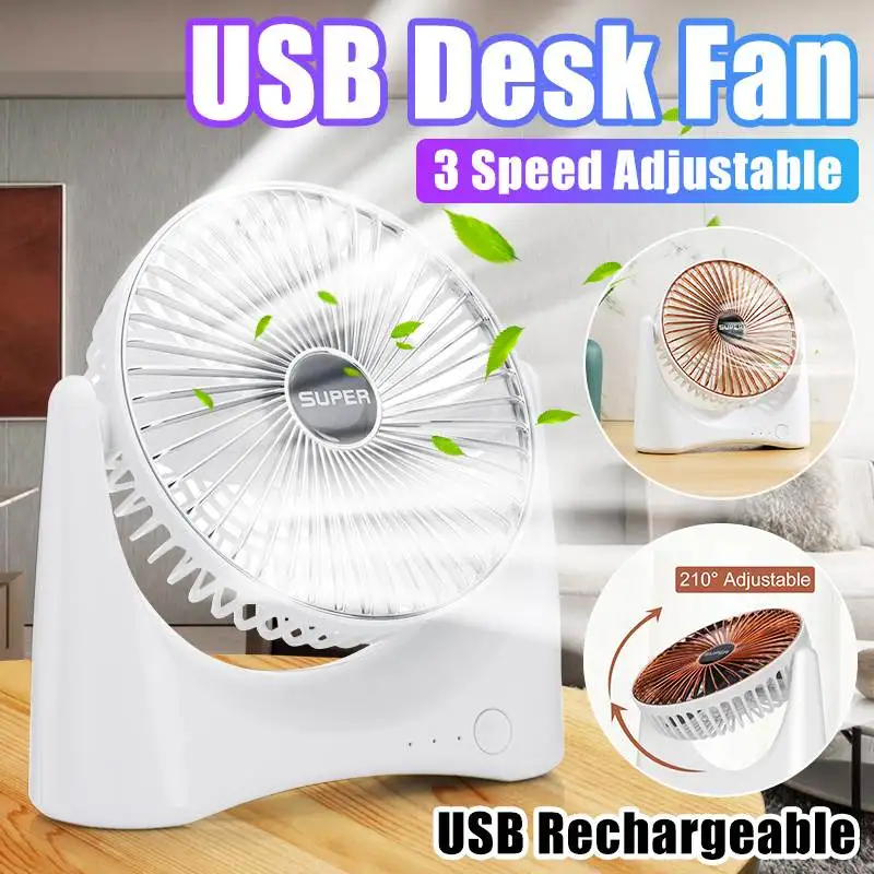 

5V Mini USB Rechargeable Table Fan Student Portable Fan For Home Office Desktop Cooling Fans 3 Speeds Strong Wind Air Cooler