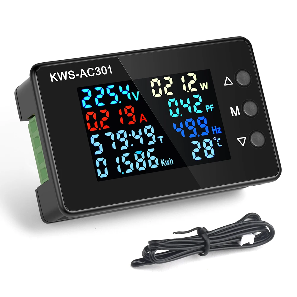 

AC 50-300V KWS-AC301 Wattmeter Power Meter Voltmeter 50-60HZ Power Analyzers LED AC Electricity Meter 0-20/100A Detector Tester