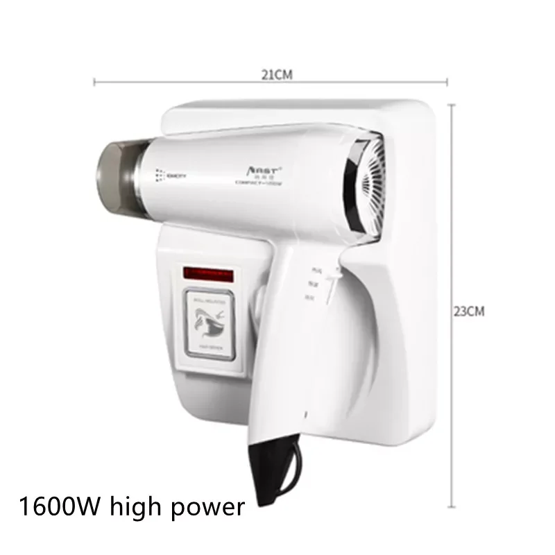 

1600W Wall Mounted Hair Dryer Negative ion Electric Hairdryer with Holder Base Hair Care Quick Dry For Household Hotel Bathroom
