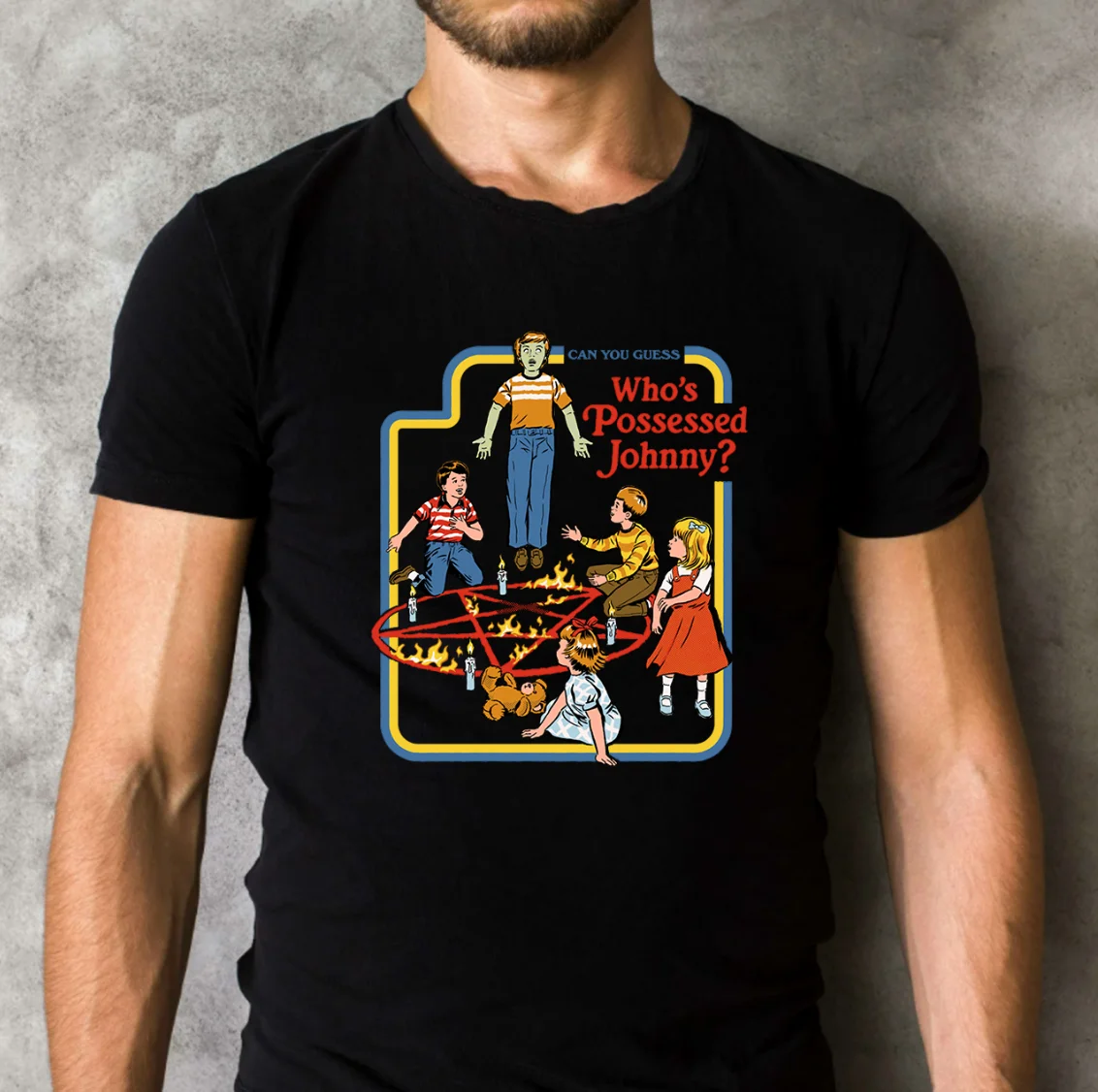 

Who's Possessed Johnny Classic Black T-Shirt Horror Movie T-Shirt