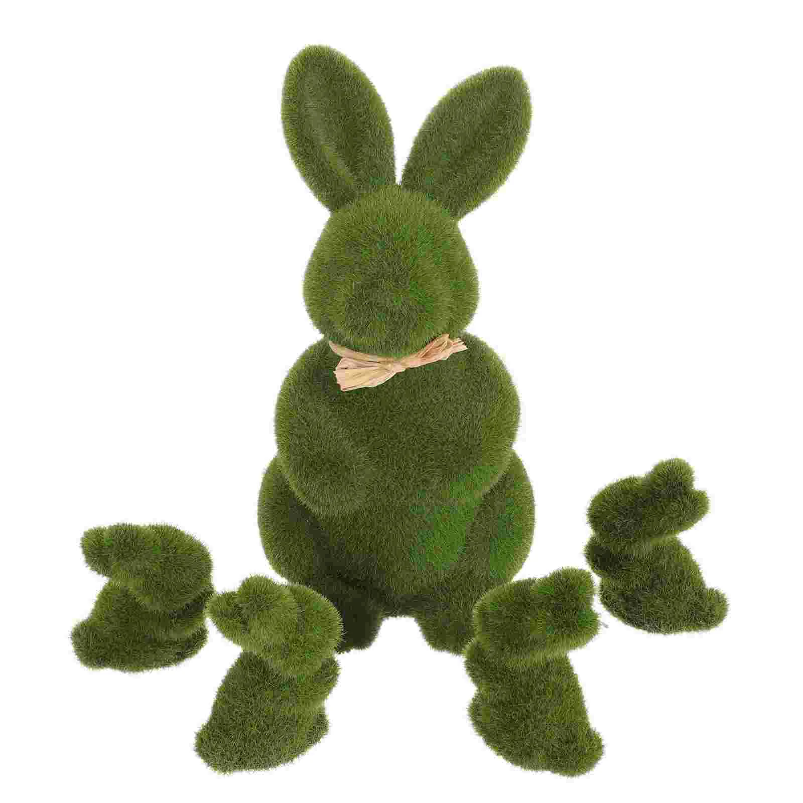 

Bunnyrabbit Easter Statue Decoration Sculpture Decor Flocked Garden Figurines Figurine Faux Imitation Covered Artificial Turf