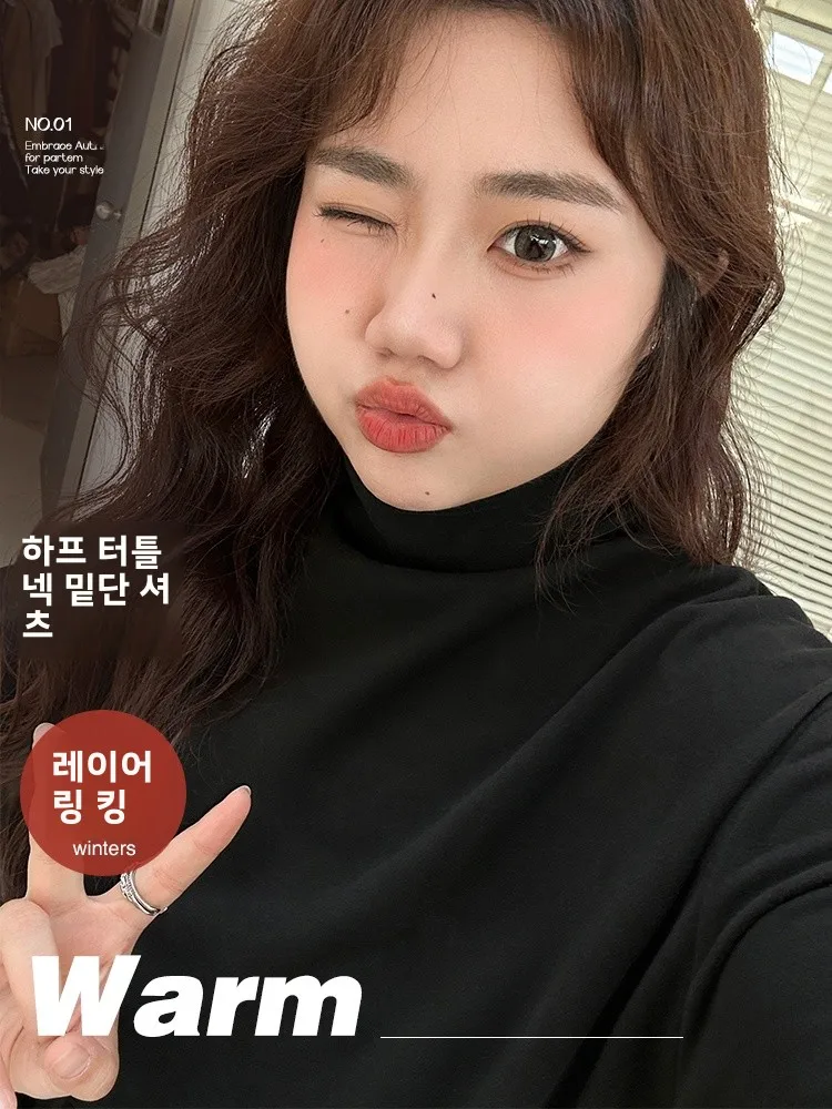 Плюс размер Yuzi Fish Seed Top Base Рубашка с длинными рукавами Женская одежда больших