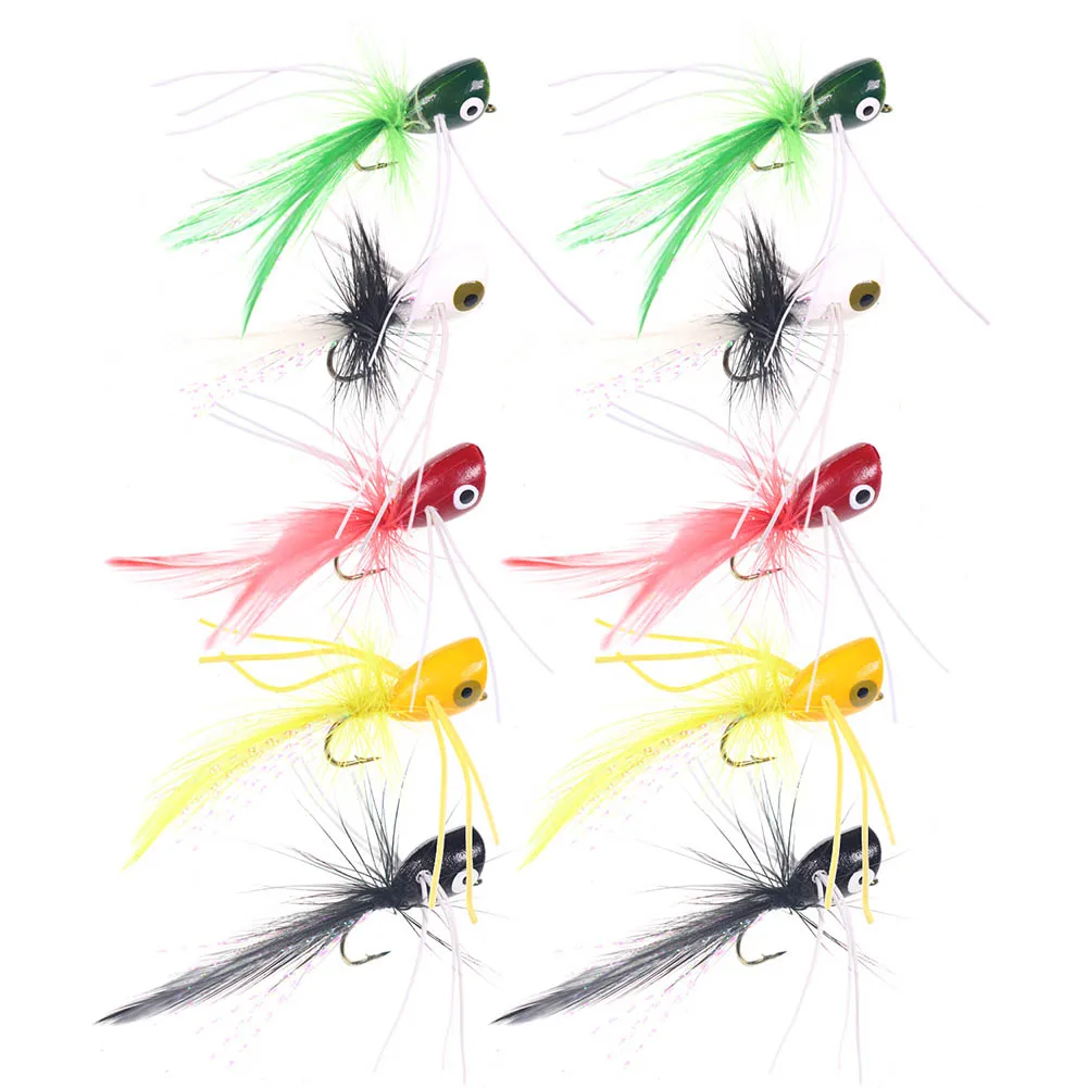 

5Pcs Dry Fly Fishing Poppers Lure Bait Foam Float Fly Hook Topwater 4cm/1.57in Mixed Color Plastic Outdoor Fishing Accessories