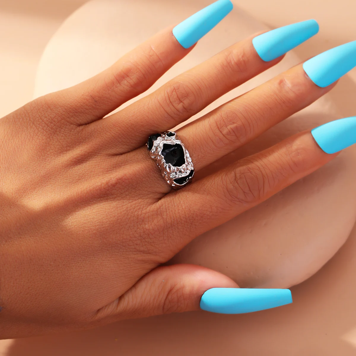 

New Arrival Women Uneven Dripping Oil Ring Vintage Personality Temperament Ring All-match Fashion Accessories