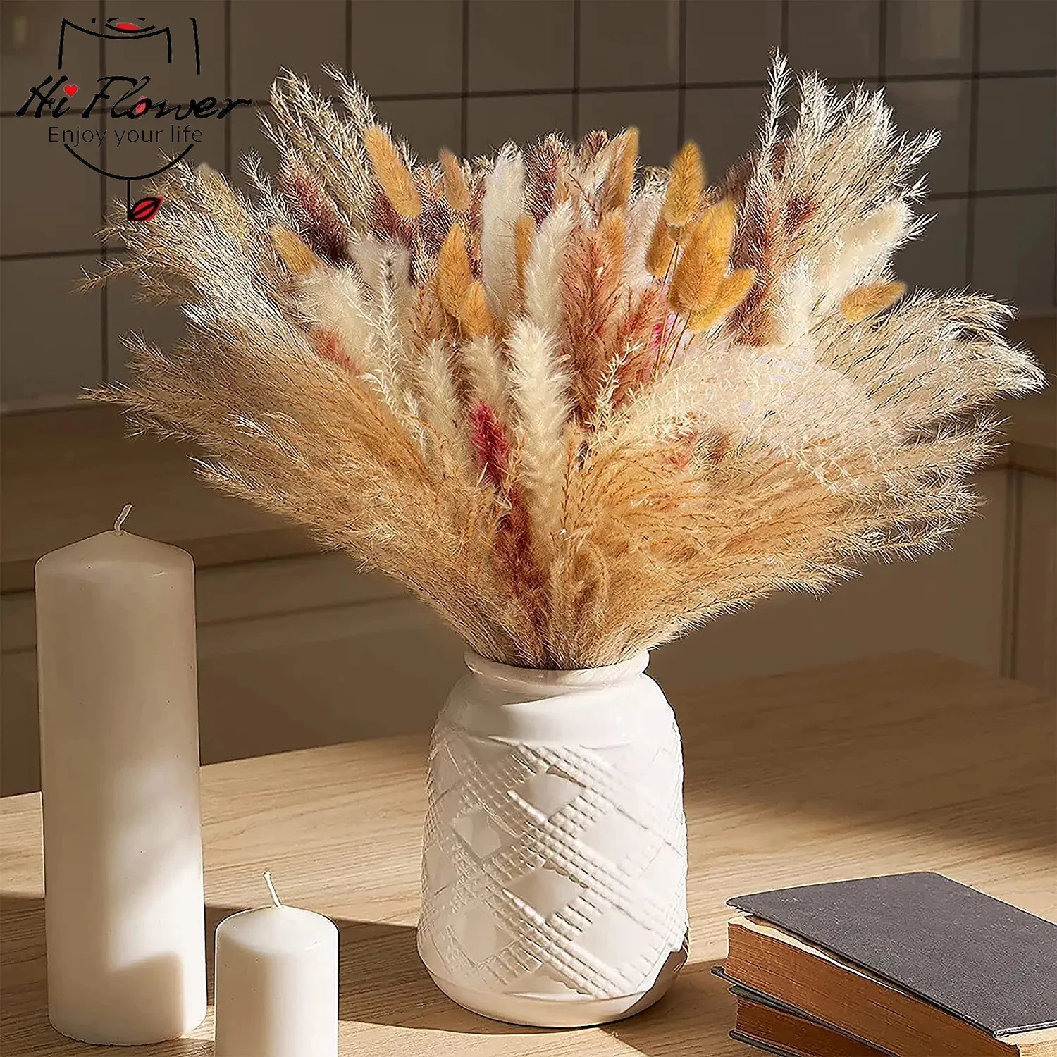 

85Pcs Pampas Grass Natural Dried Flower Arrangements Wedding Christmas Decoration Fluffy Boho Reed Bunny Tail Bouquet Home Decor