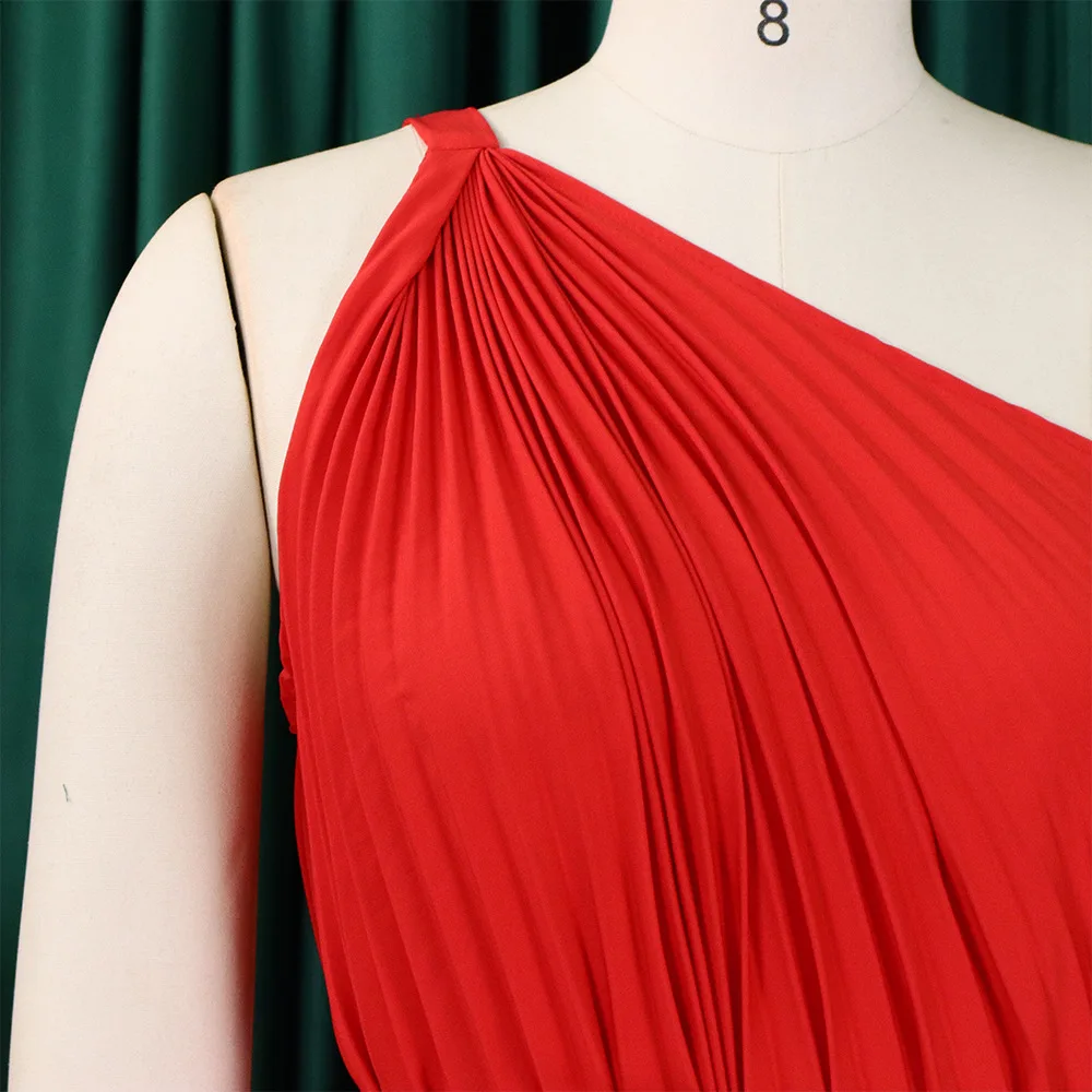 Plus Size Elegant Pretty Dress Women Ruffle One Shoulder Cloth Lady Casual Ball Gown 2023 Summer Evening Party Mini Dress