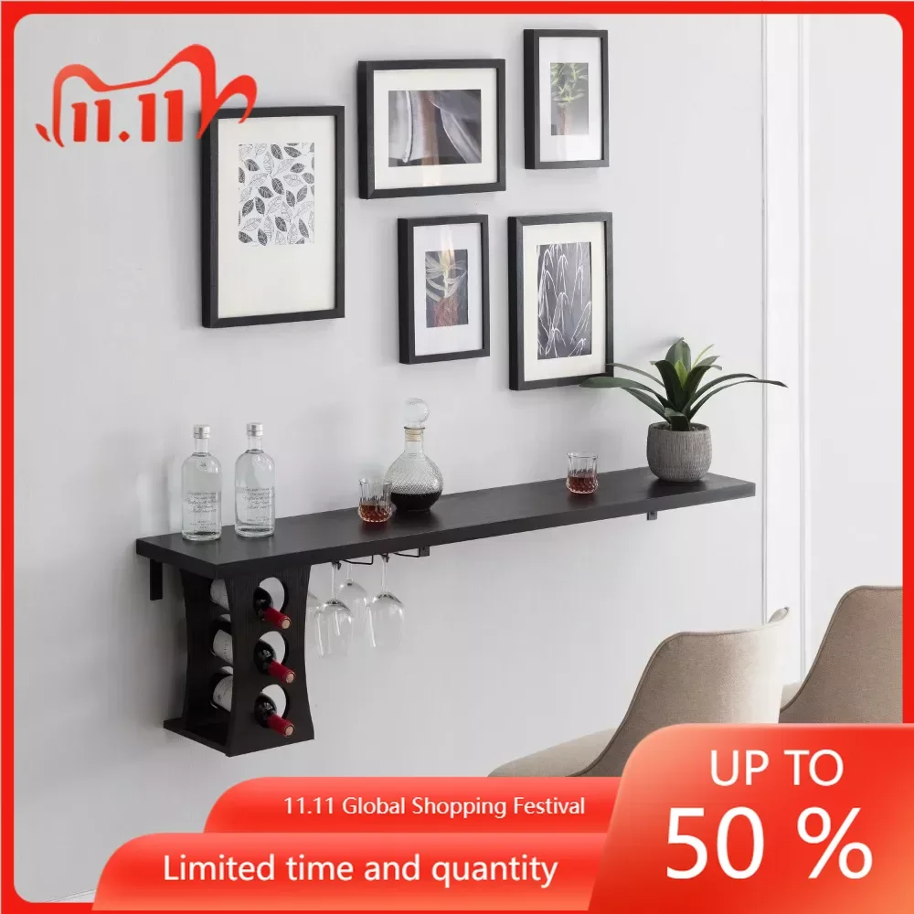 

Wall Bottle Rack for Wine Bottles Storage Wines Ackfel 3-Bottle Floating Wine Rack Support Bar Shelf Cappuccino Beer Holder Door