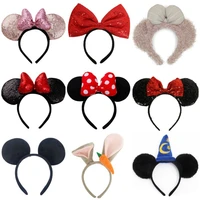 mickey mouse hair accessories amusement park mickey headband minnie polka dot bow big ears plush headband adult headwear