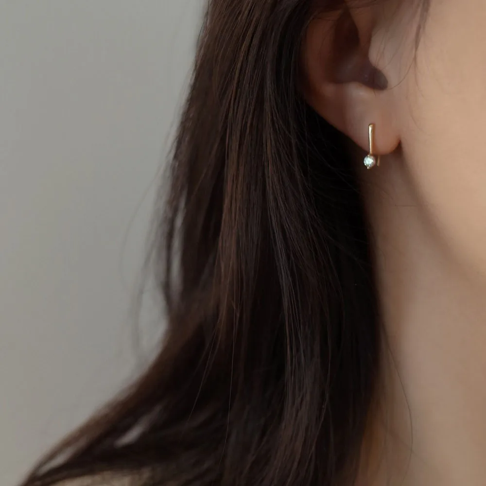 

14k Gold Original 925 Sterling Silver Small Ear Hook Piercing Stud Earrings For Women Wedding Jewelry Wholesale Free Shipping
