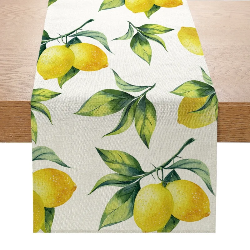 

New Summer Table Runner Lemon Sunflower Pattern Home Dining Table Coffee Table Art Decoration Tablecloth Linen Material Printing