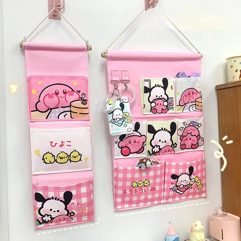 

Мультяшная настенная сумка для хранения Sanrio, сумка для хранения с 3/7 карманами, милый аниме органайзер для всякой всячины