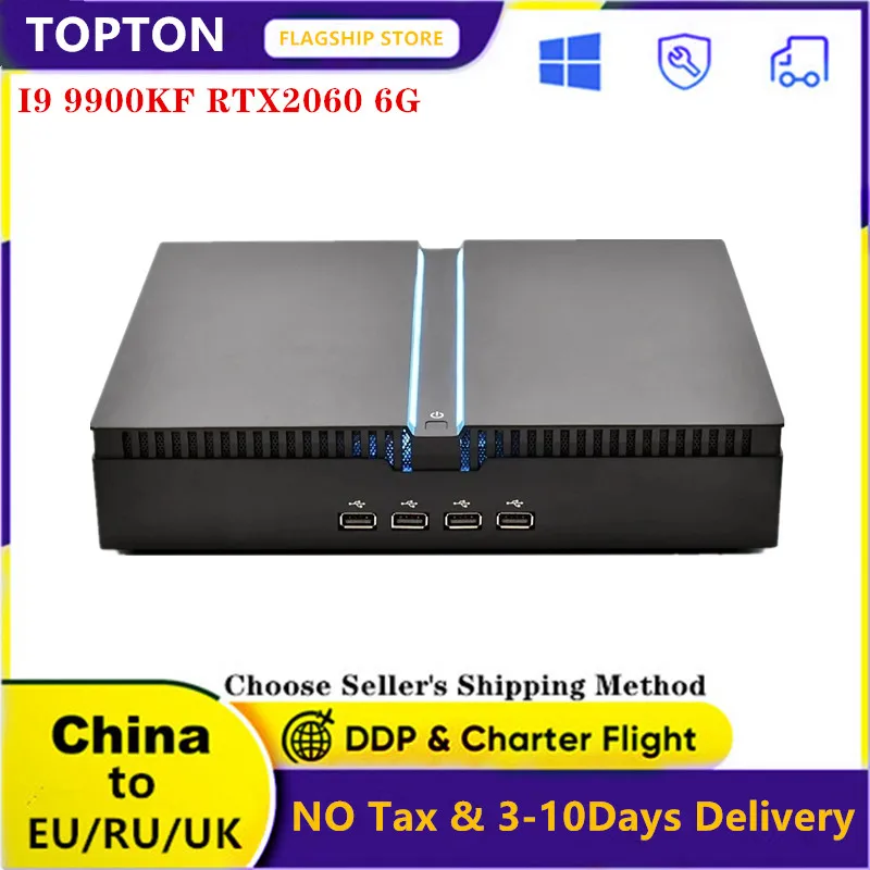 

Игровой мини-ПК Topton GeForce RTX2060 6G, игровой настольный компьютер Intel I9 9900KF i7 «сделай сам», Cyberpunk PUBG Windows 11 2 * DDR4 NVMe SSD