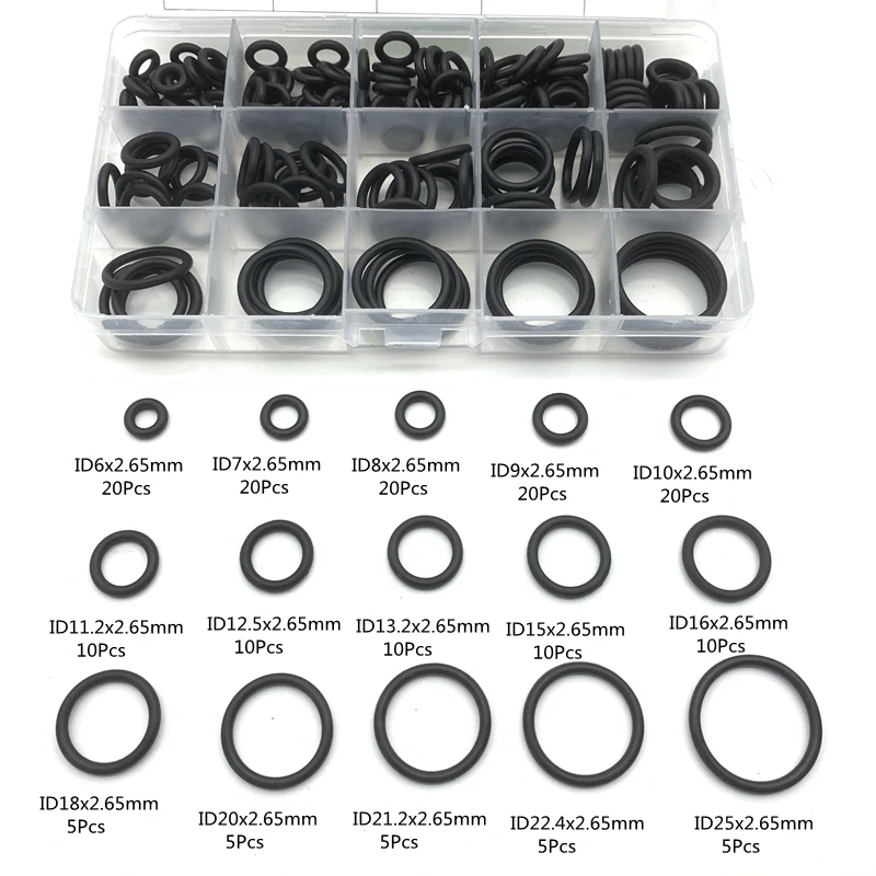 

Комплект уплотнительных колец O-Ring VMQ, NBR, FKM, силикона и резины 1.5/1.8/1.9/2.4/3.1 мм
