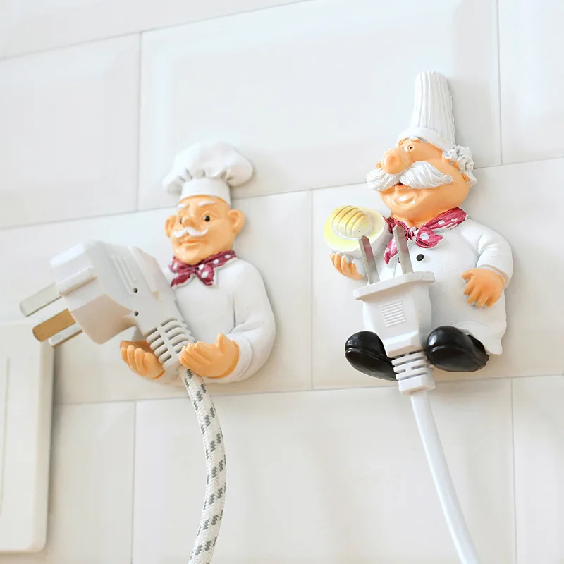 

Wall-mounted Cook Power Plug Storage Shelf Holders Hook Hanger Kitchen Items High Quality Resin Hooks Wire Storage Hook