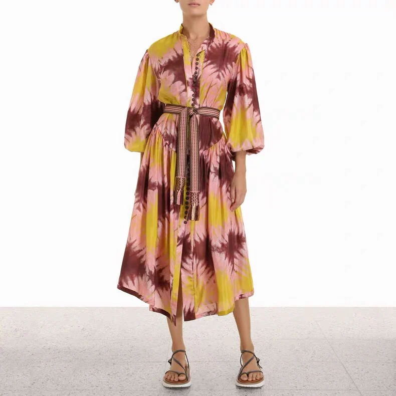 

Лето 2022, высокое качество, украшение на пуговицах, складка средней длины для женщин