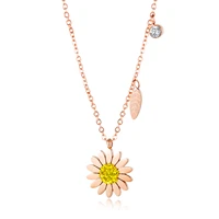 exquisite daisies set diamond pendant female clavicle chain niche design leaves versatile necklace accessories