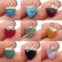 natural stone pendant crystal spar peach heart shape fashion ladies jewellery for making diy necklace accessories size 10x14mm