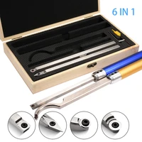 6 in 1wood turning tools set woodworking chisel carbide changing plates cutter stainless steel bar aluminium handle wood
