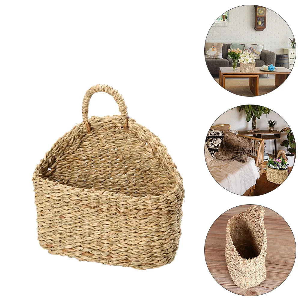 

Basket Hanging Woven Flower Storage Seagrass Baskets Planter Pot Wall Wicker Holder Rattan Hyacinth Pots Belly Rustic Straw Home