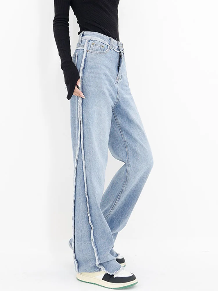 

Джинсы женские свободного покроя с завышенной талией, винтажные брюки из денима с широкими штанинами, прямые мешковатые штаны в Корейском стиле, уличная одежда, синий тренд