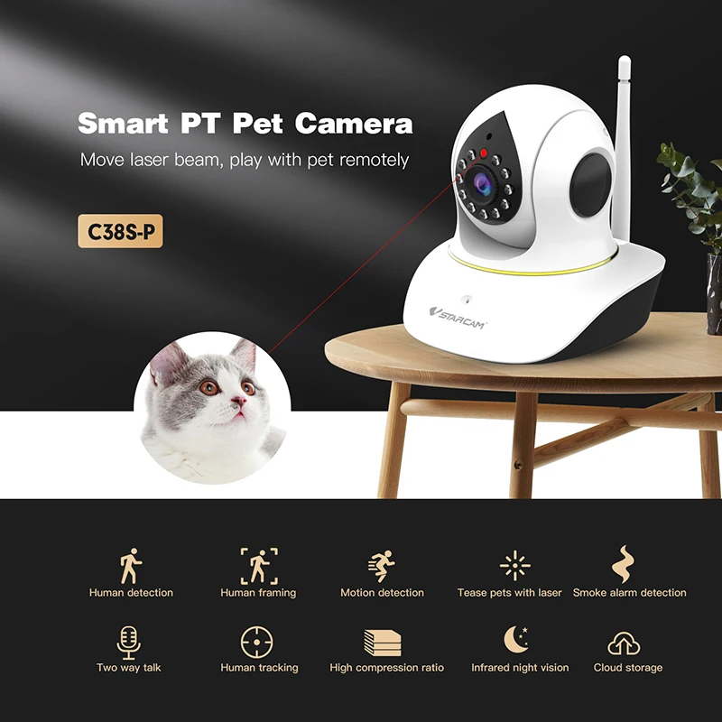 

Vstarcam Wireless C38S-P Wifi Home Surveillance Camera Surveillance Camera AI Smart Network HD Pet Surveillance Camera Monitor